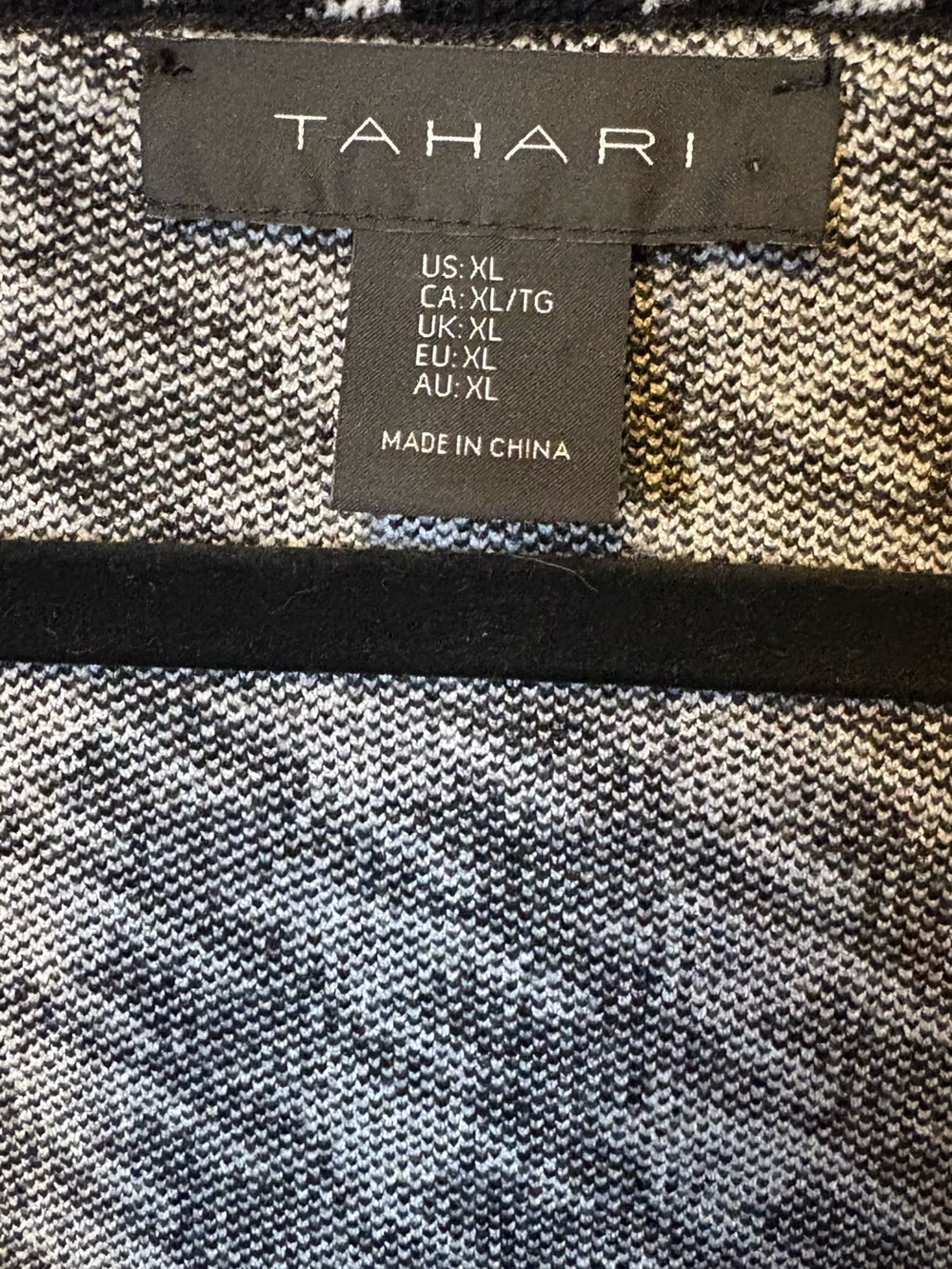 Tahari Houndstooth Plaid Open Front Cardigan Sweater XL - Picture 2 of 6